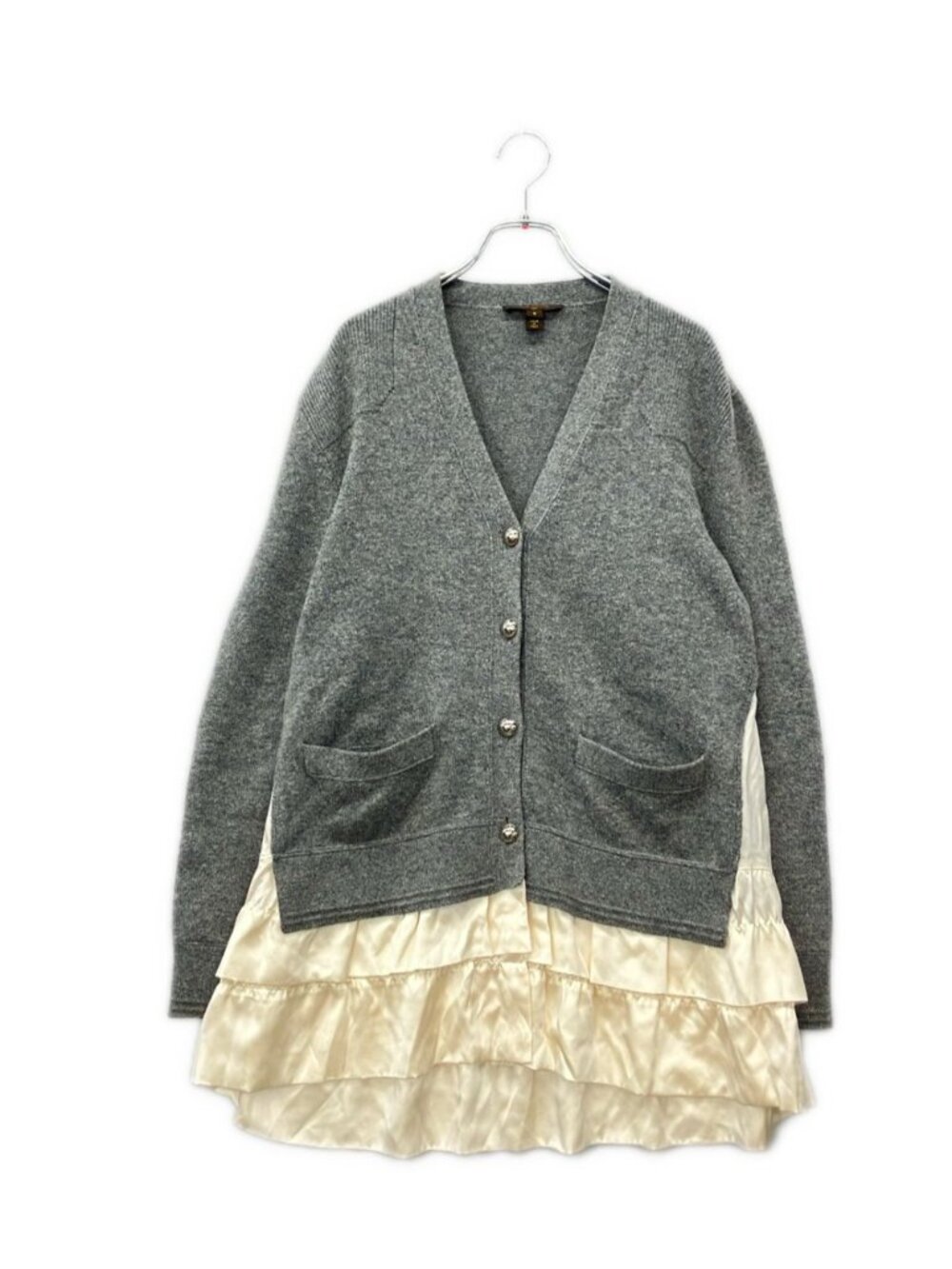 Louis Vuitton Long Sleeve Hem Ruffle Docking Knit Cardigan